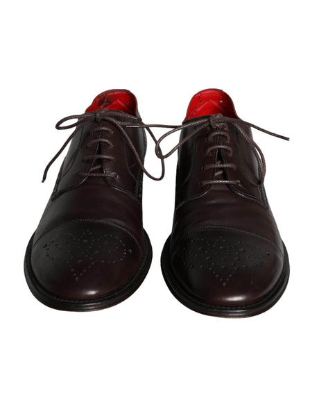 Dolce & Gabbana Brown Calfskin Leather Lace Up Oxford Shoes - Hilstor