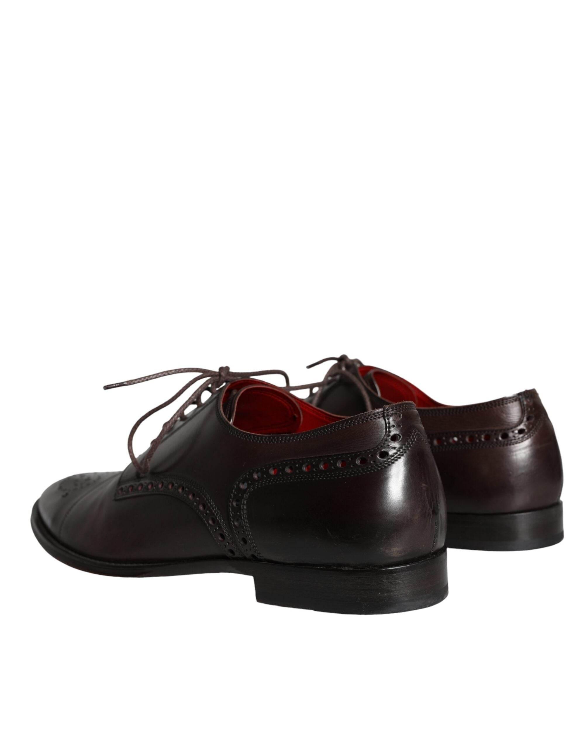 Dolce & Gabbana Brown Calfskin Leather Lace Up Oxford Shoes - Hilstor
