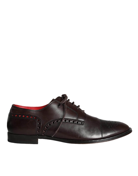 Dolce & Gabbana Brown Calfskin Leather Lace Up Oxford Shoes - Hilstor