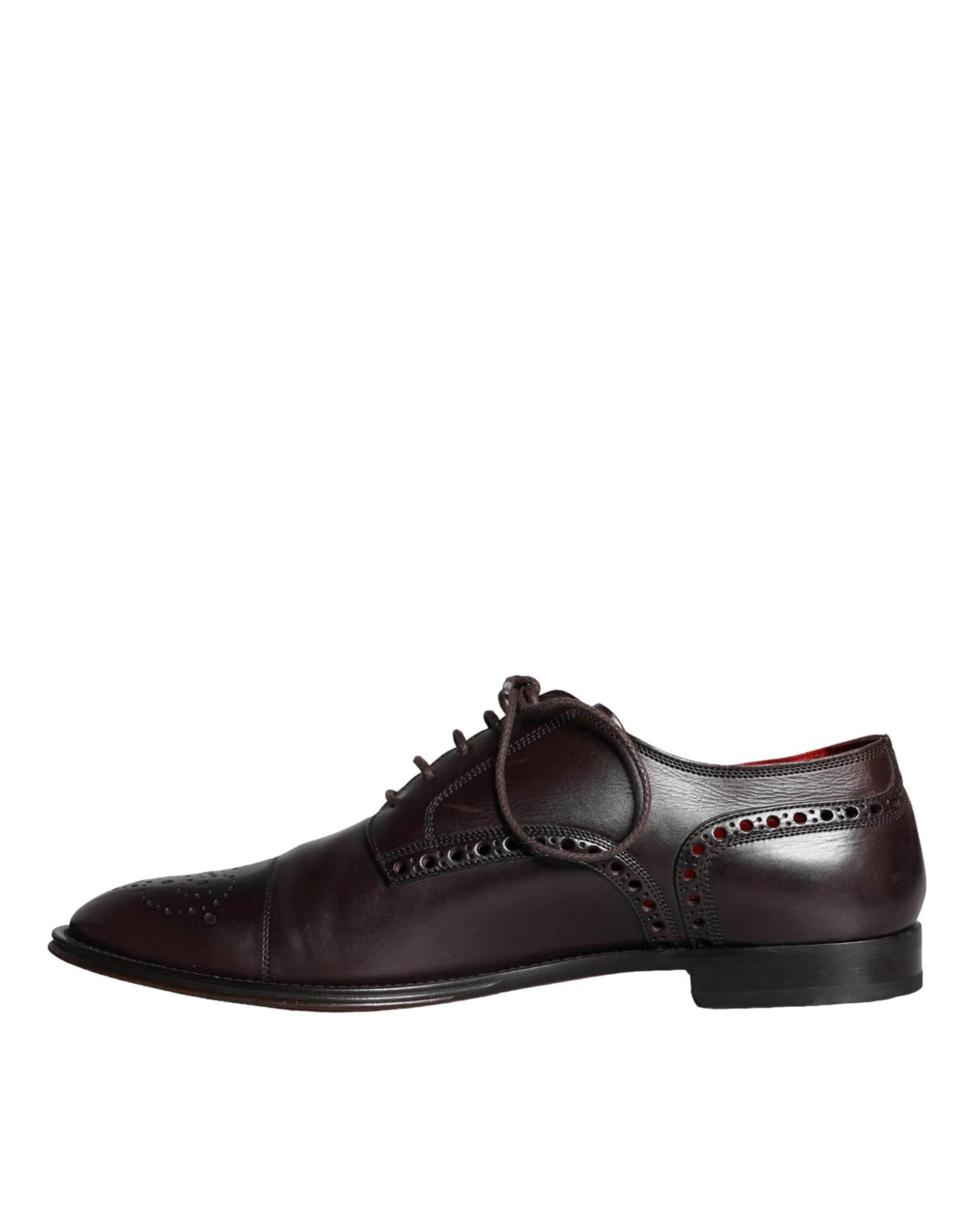 Dolce & Gabbana Brown Calfskin Leather Lace Up Oxford Shoes - Hilstor
