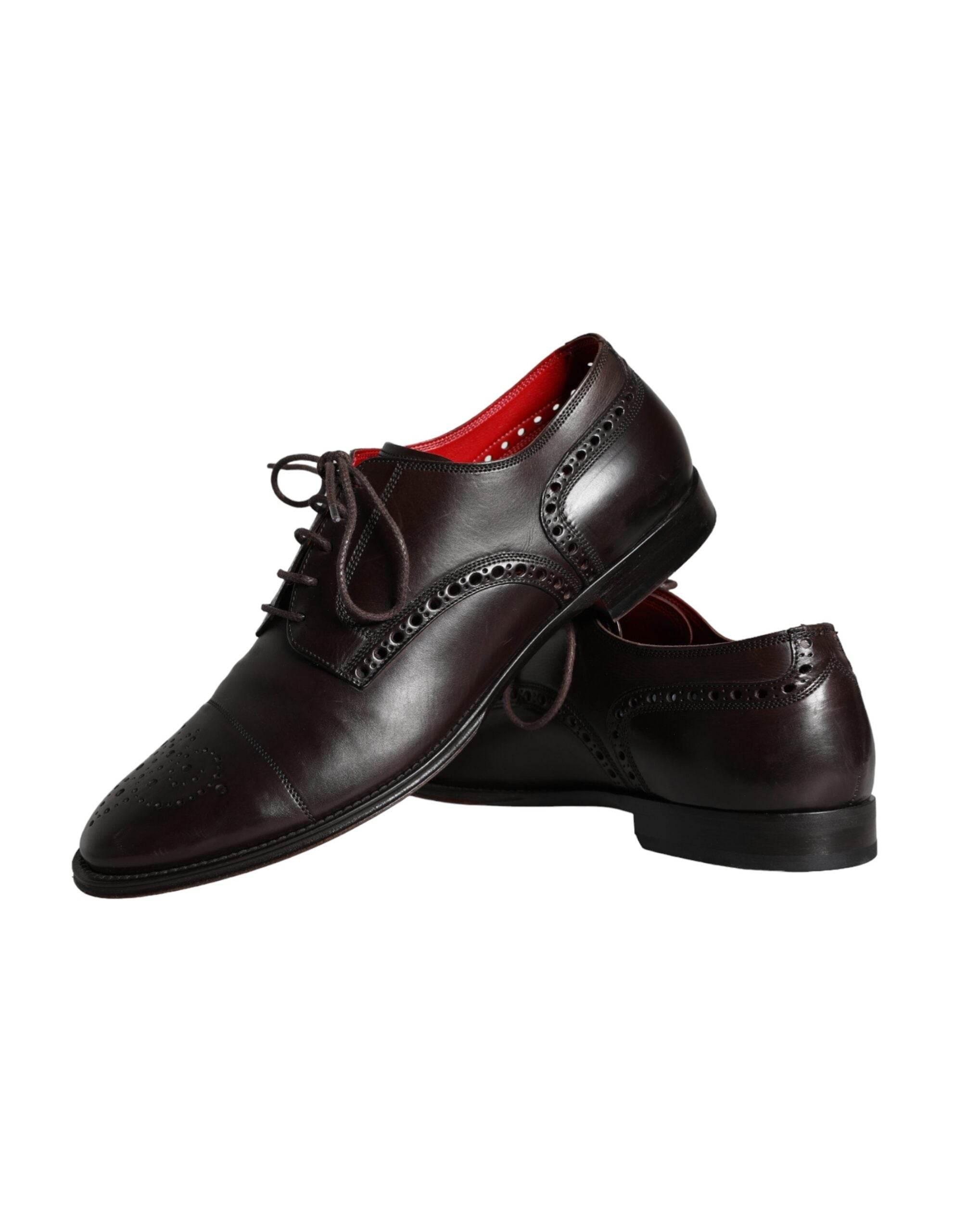 Dolce & Gabbana Brown Calfskin Leather Lace Up Oxford Shoes - Hilstor