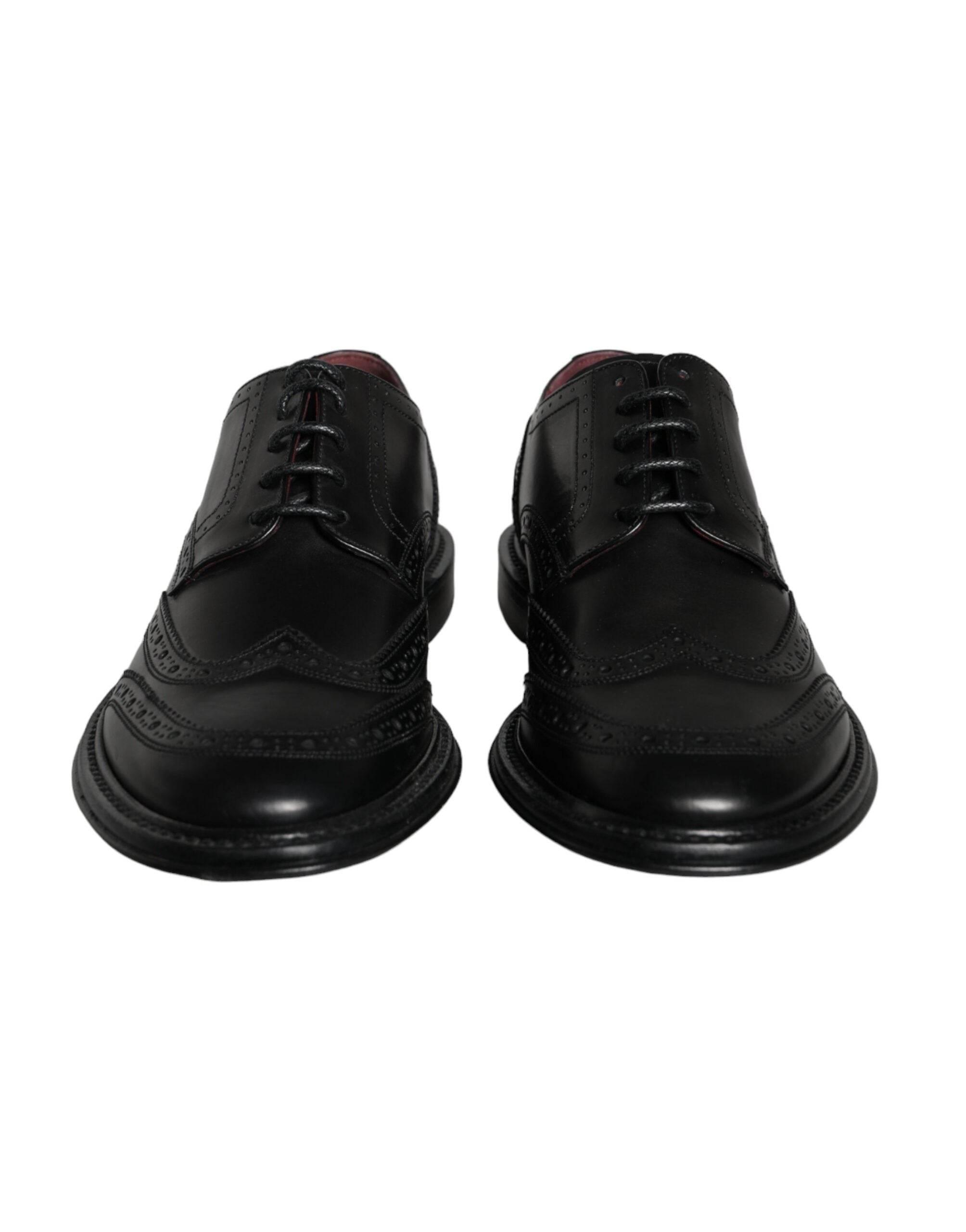 Dolce & Gabbana Black Leather Oxford Wingtip Formal Men Shoes - Hilstor