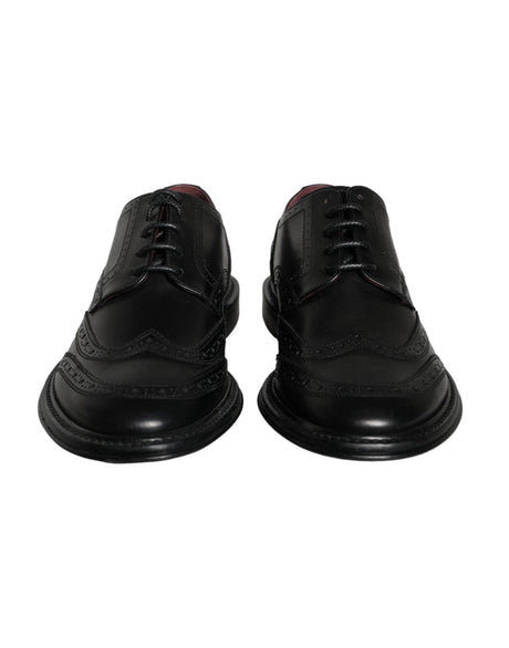 Dolce & Gabbana Black Leather Oxford Wingtip Formal Men Shoes - Hilstor