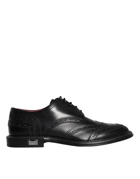 Dolce & Gabbana Black Leather Oxford Wingtip Formal Men Shoes - Hilstor