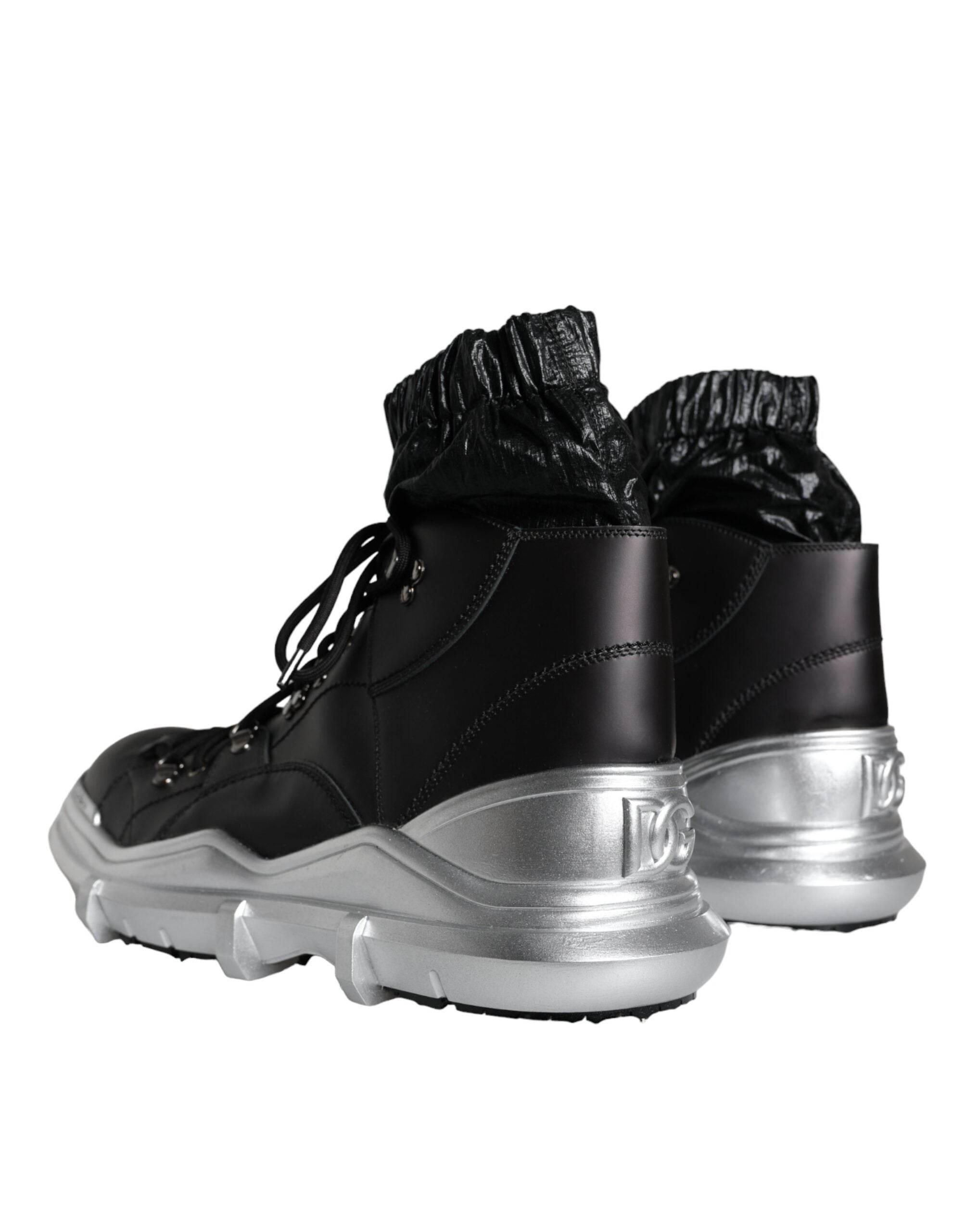 Dolce & Gabbana Black Nylon Galileo High Top Sneakers Shoes - Hilstor