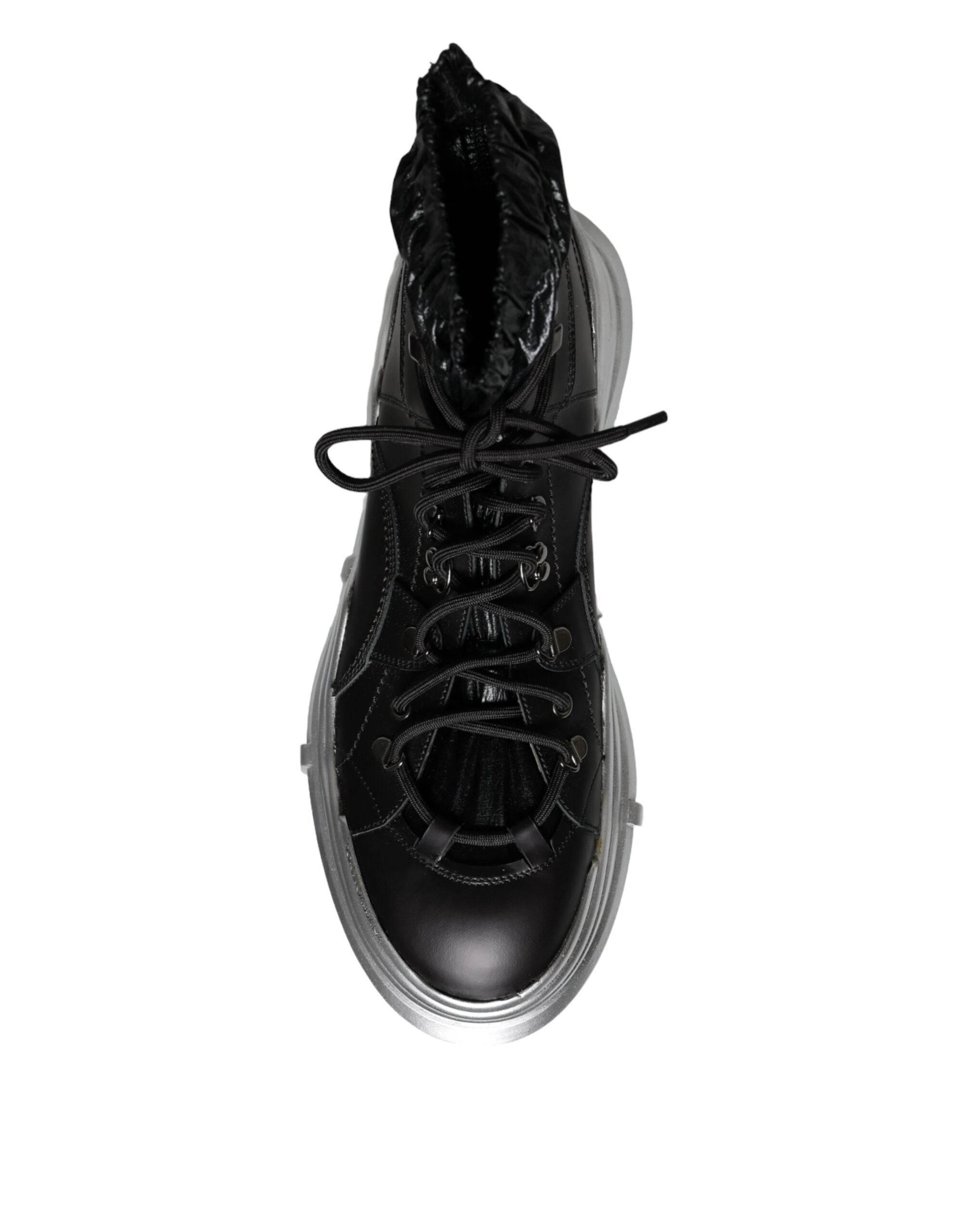 Dolce & Gabbana Black Nylon Galileo High Top Sneakers Shoes - Hilstor
