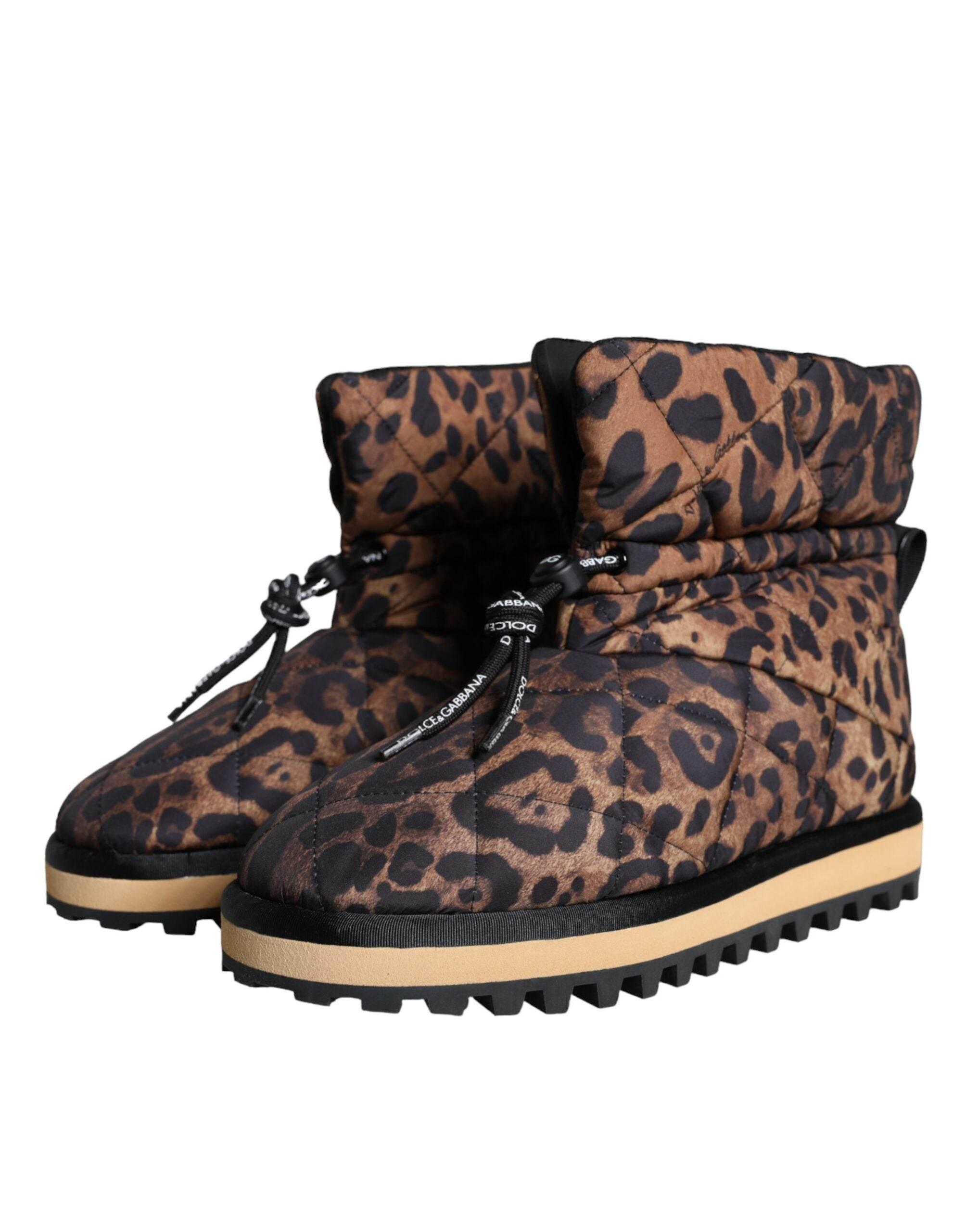 Dolce & Gabbana Brown Leopard Ankle Boots Padded Shoes - Hilstor