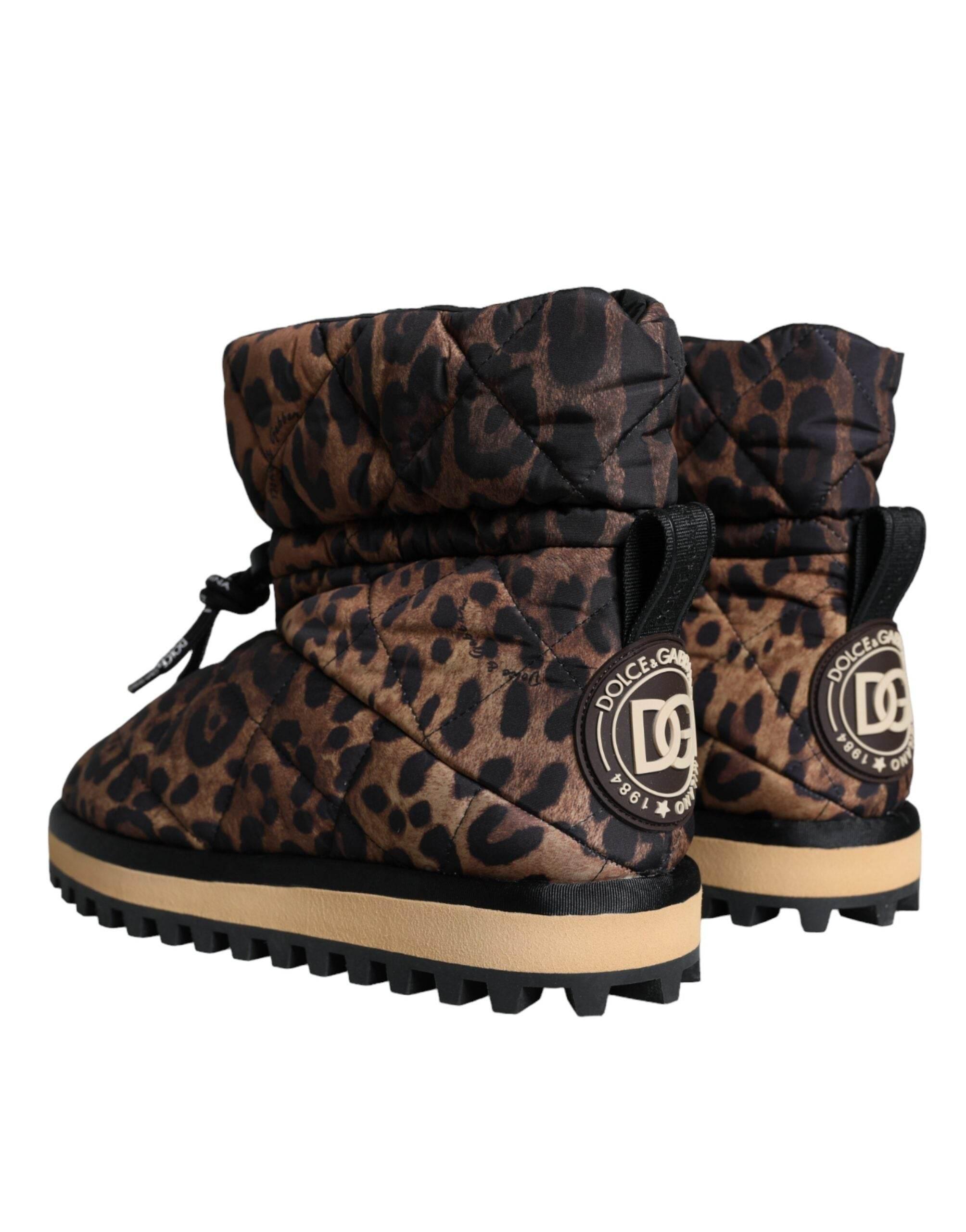 Dolce & Gabbana Brown Leopard Ankle Boots Padded Shoes - Hilstor