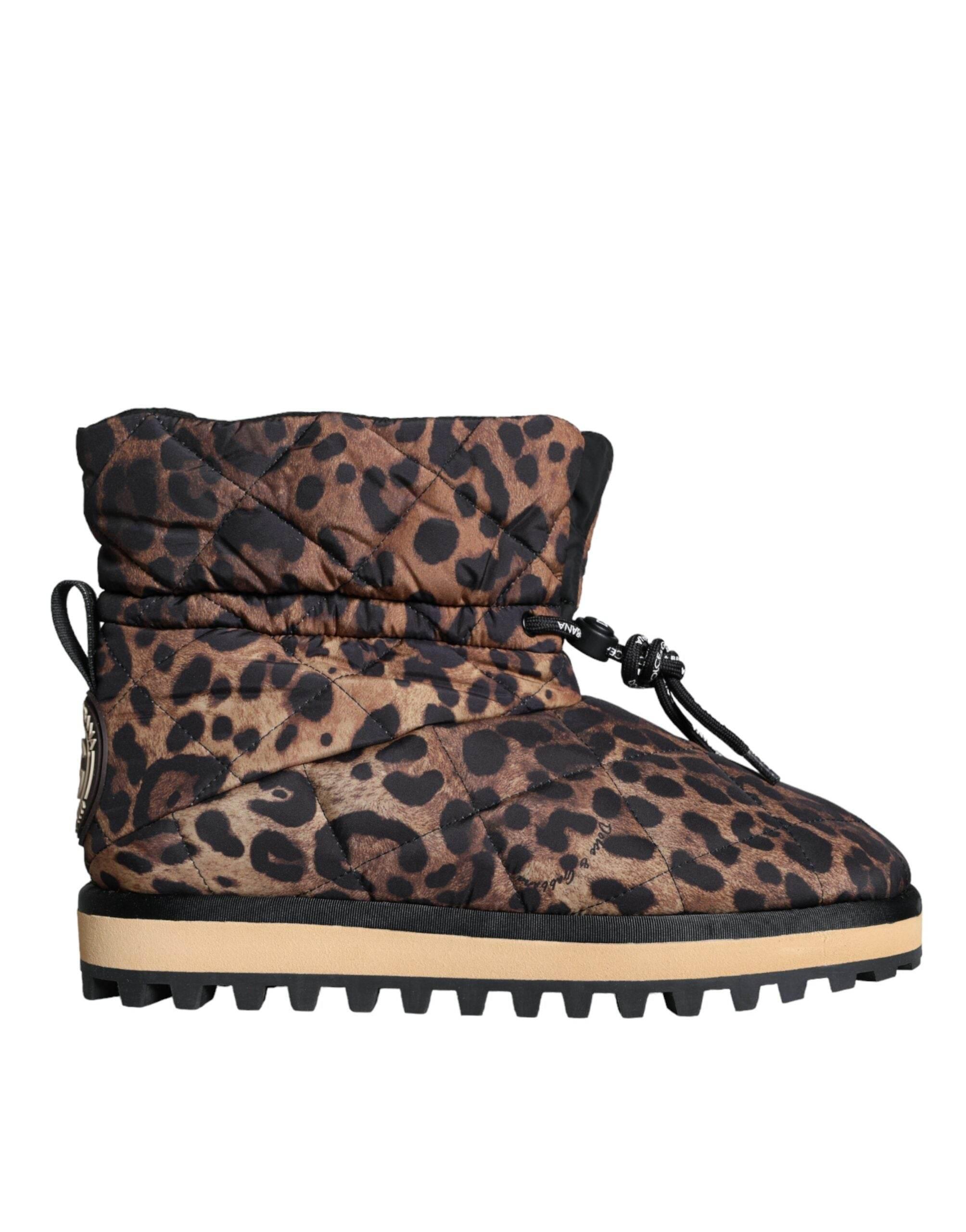 Dolce & Gabbana Brown Leopard Ankle Boots Padded Shoes - Hilstor