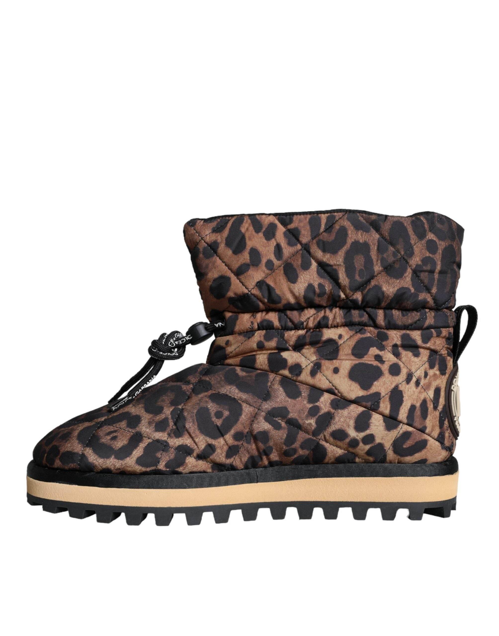 Dolce & Gabbana Brown Leopard Ankle Boots Padded Shoes - Hilstor