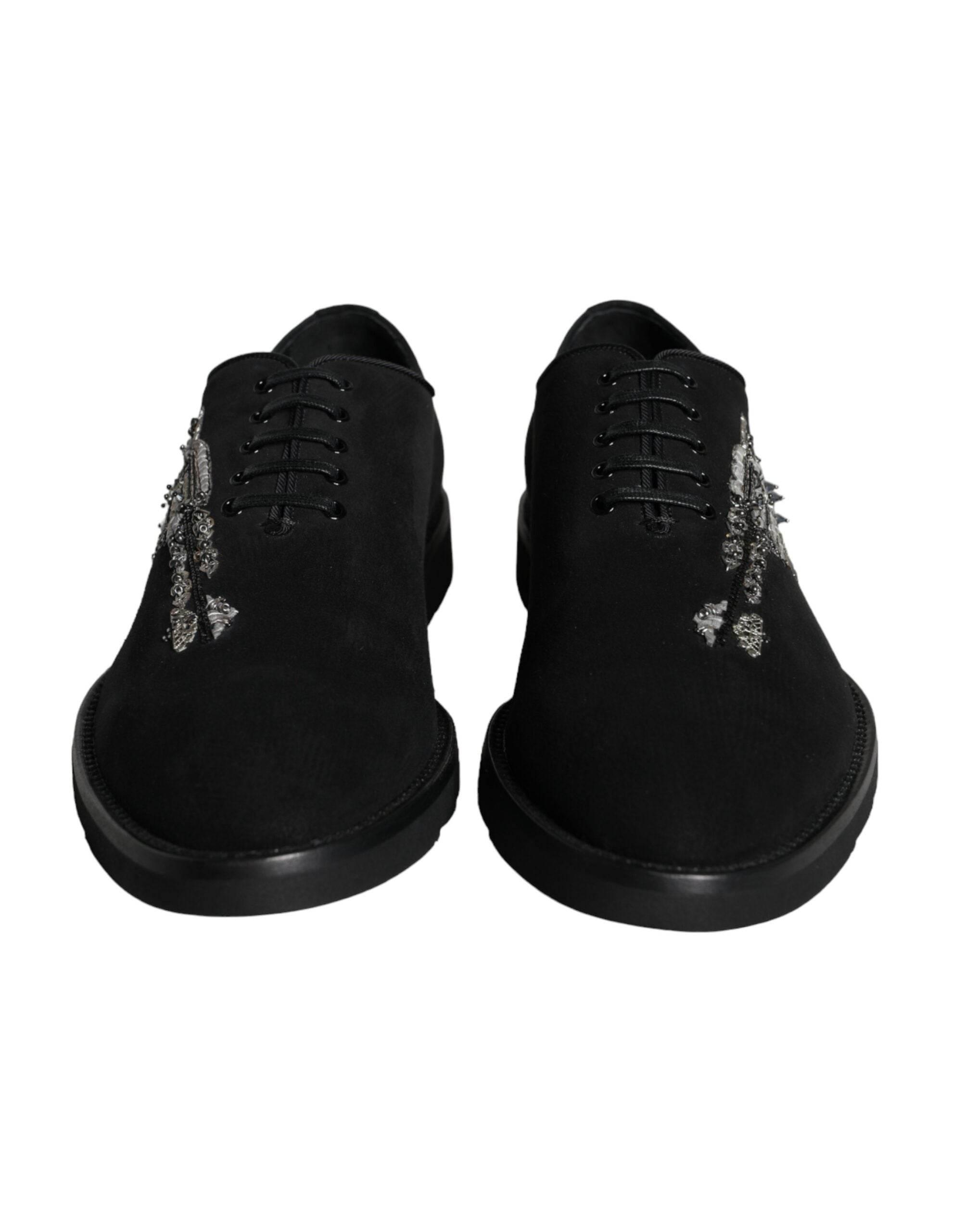 Dolce & Gabbana Black Suede Sicilia Lace Up Formal Shoes - Hilstor