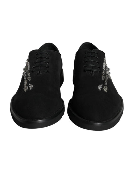 Dolce & Gabbana Black Suede Sicilia Lace Up Formal Shoes - Hilstor