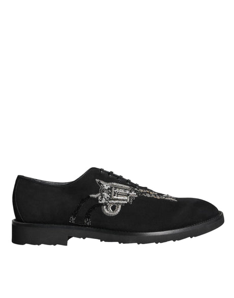 Dolce & Gabbana Black Suede Sicilia Lace Up Formal Shoes - Hilstor