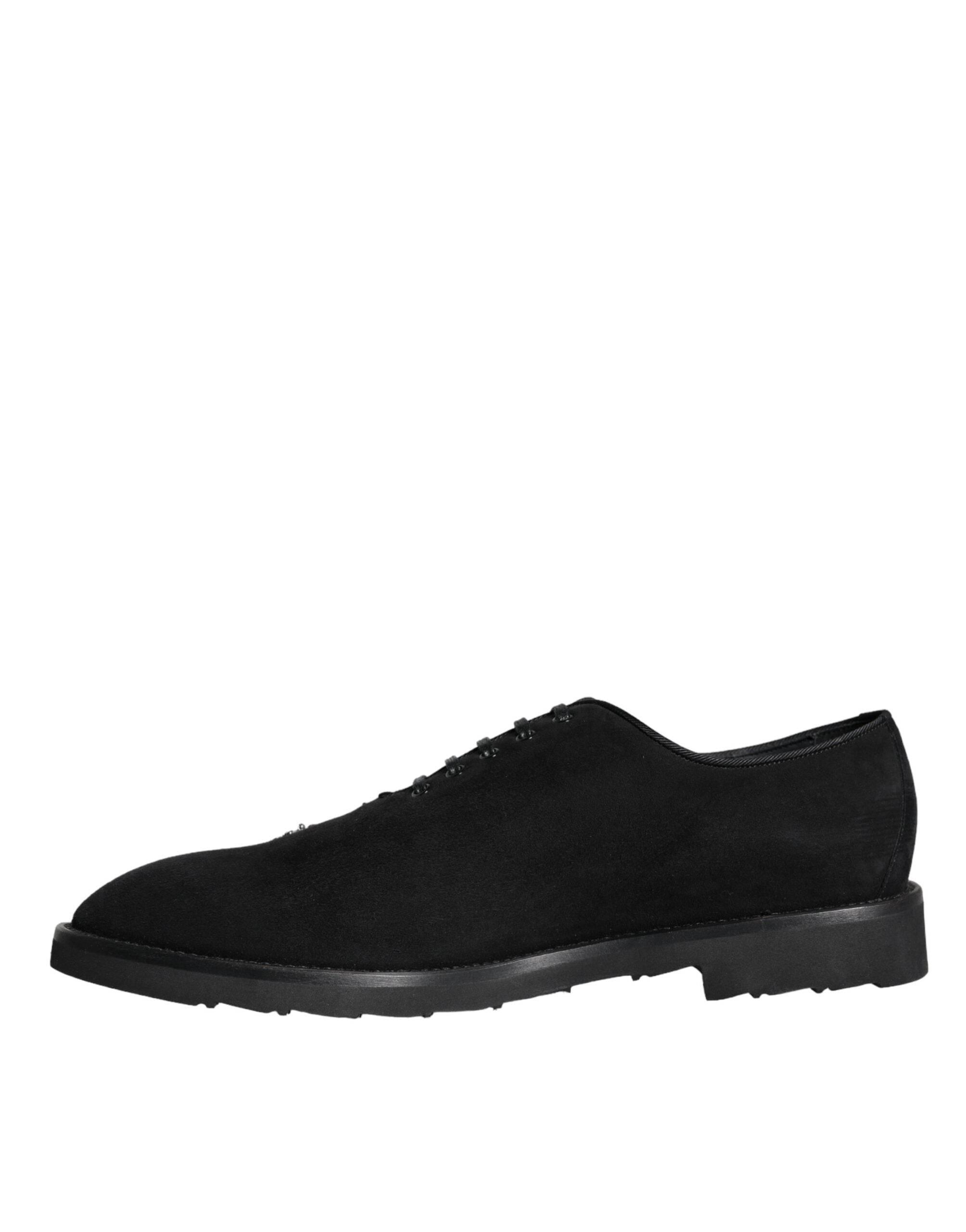 Dolce & Gabbana Black Suede Sicilia Lace Up Formal Shoes - Hilstor