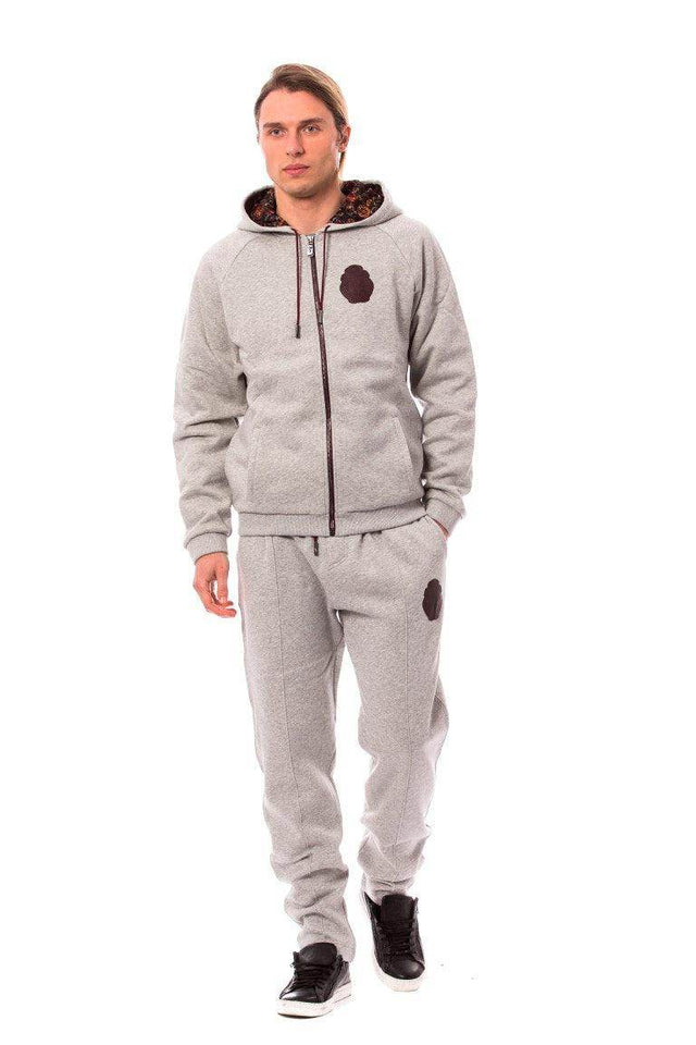Billionaire Italian Couture Elegant Gray Cotton Sweatsuit Ensemble - Hilstor