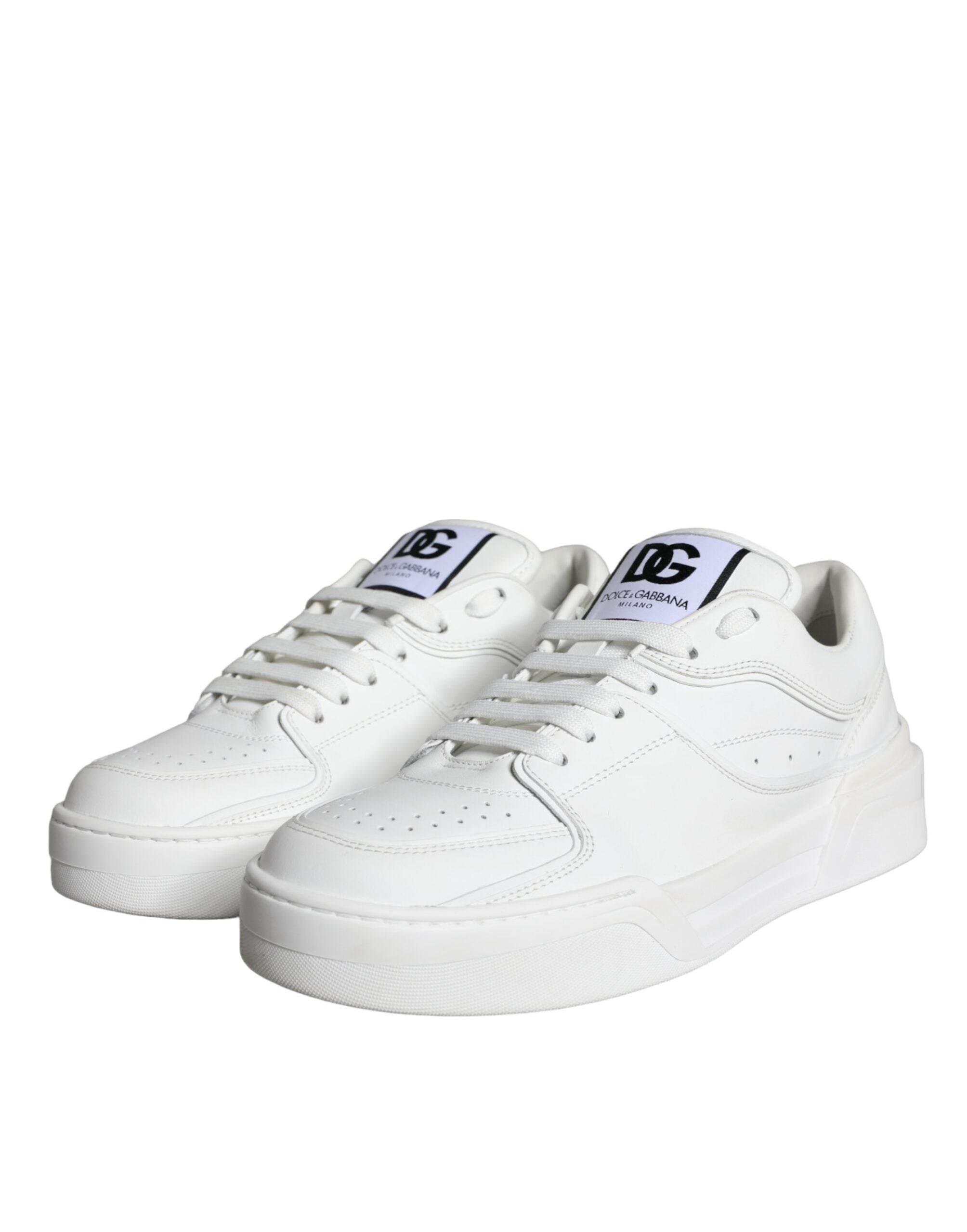 Dolce & Gabbana White Miami Leather Low Top Sneakers Shoes - Hilstor
