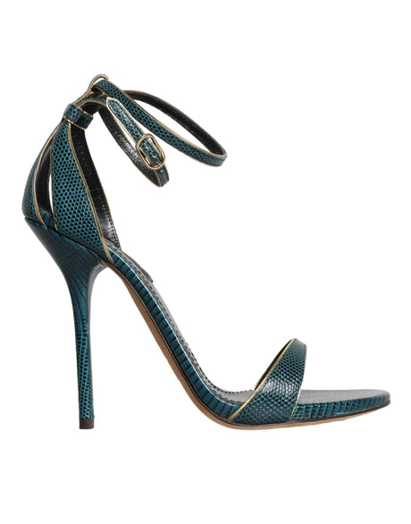 Dolce & Gabbana Dark Green Calf Leather Heels Sandals Shoes - Hilstor