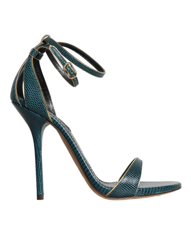Dolce & Gabbana Dark Green Calf Leather Heels Sandals Shoes - Hilstor