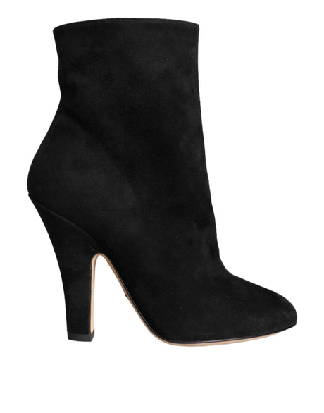Dolce & Gabbana Black Suede Leather Mid Calf Boots Shoes - Hilstor