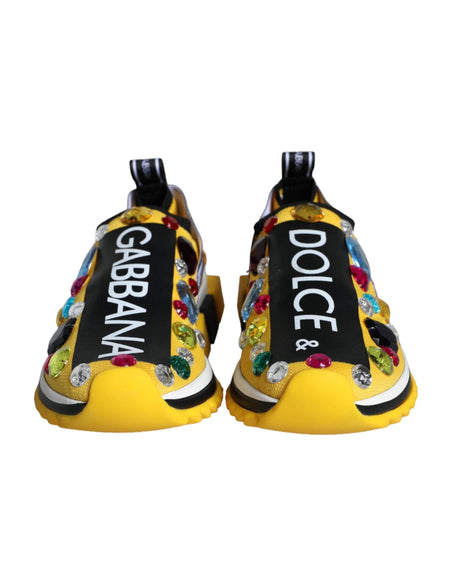 Dolce & Gabbana Yellow Sorrento Crystals Sneakers Womens Shoes - Hilstor
