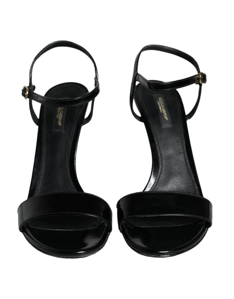 Dolce & Gabbana Black KEIRA Leather Heels Sandals Shoes - Hilstor
