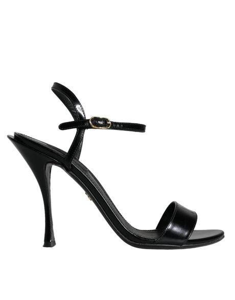 Dolce & Gabbana Black KEIRA Leather Heels Sandals Shoes - Hilstor