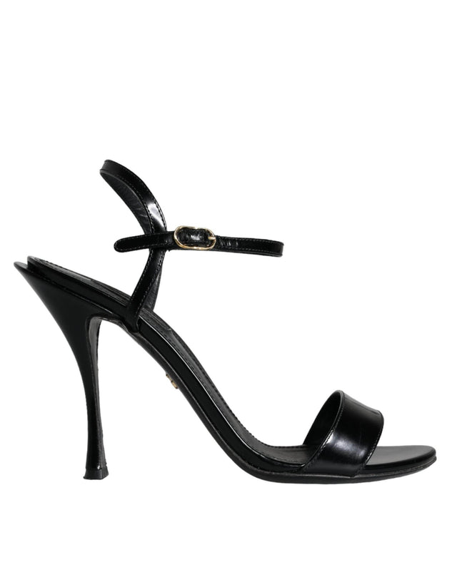 Dolce & Gabbana Black KEIRA Leather Heels Sandals Shoes - Hilstor