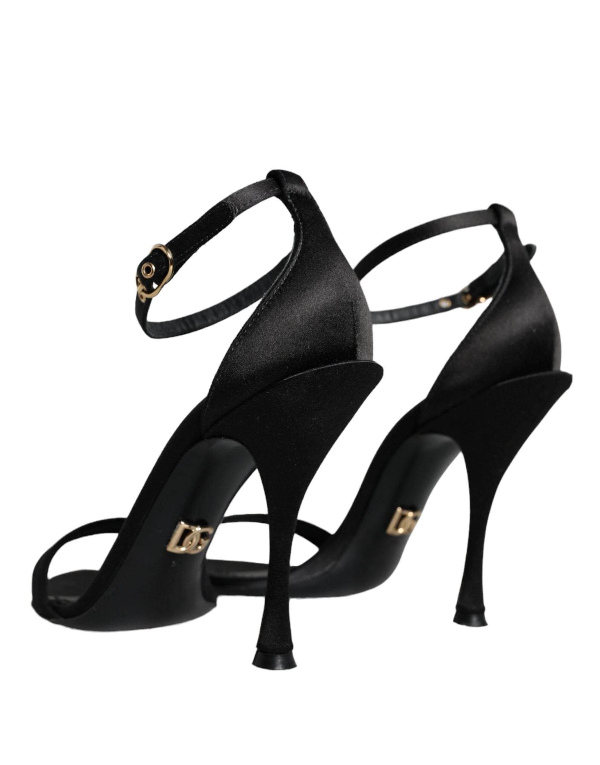 Dolce & Gabbana Black KEIRA Heels Ankle Strap Sandals Shoes - Hilstor