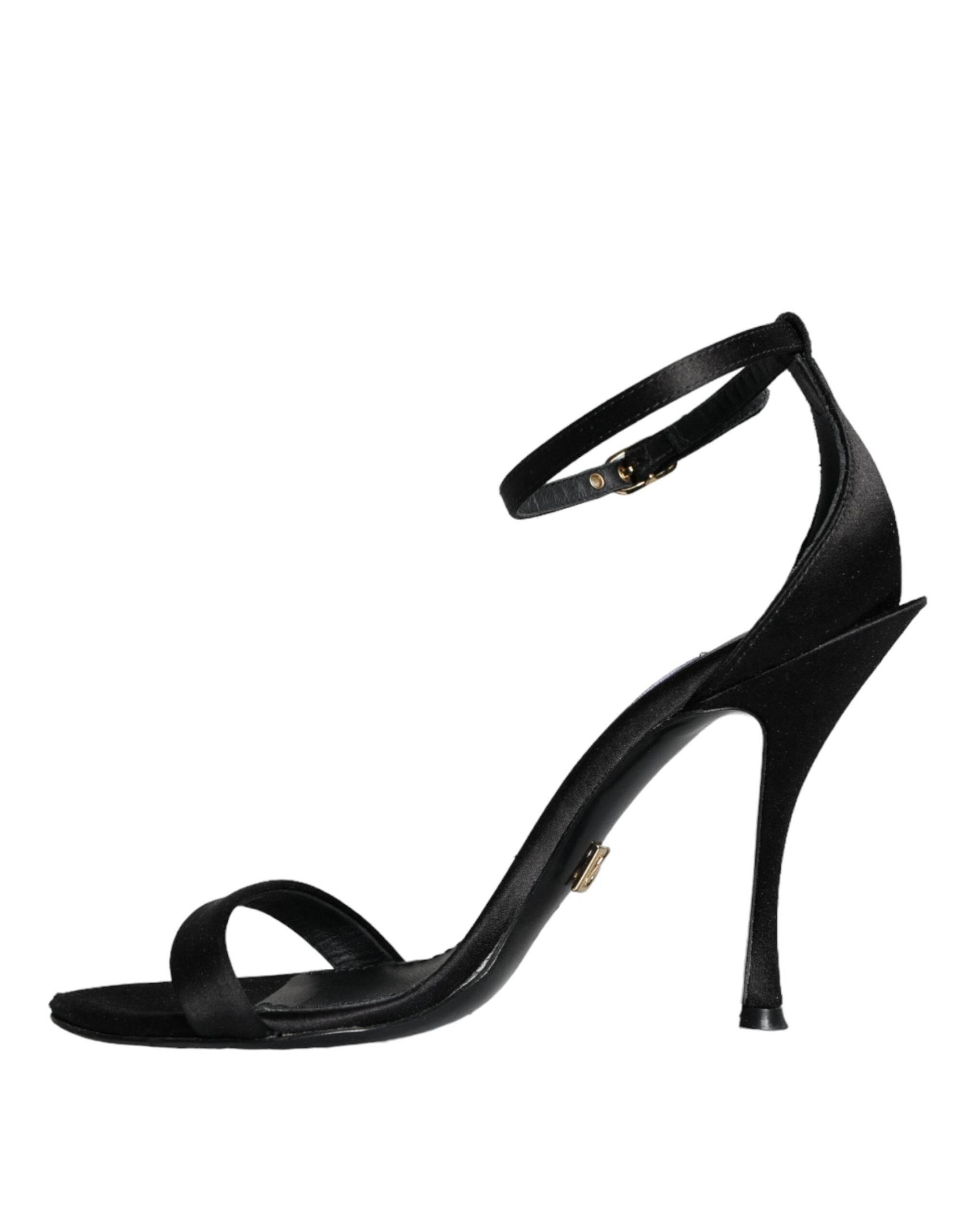 Dolce & Gabbana Black KEIRA Heels Ankle Strap Sandals Shoes - Hilstor