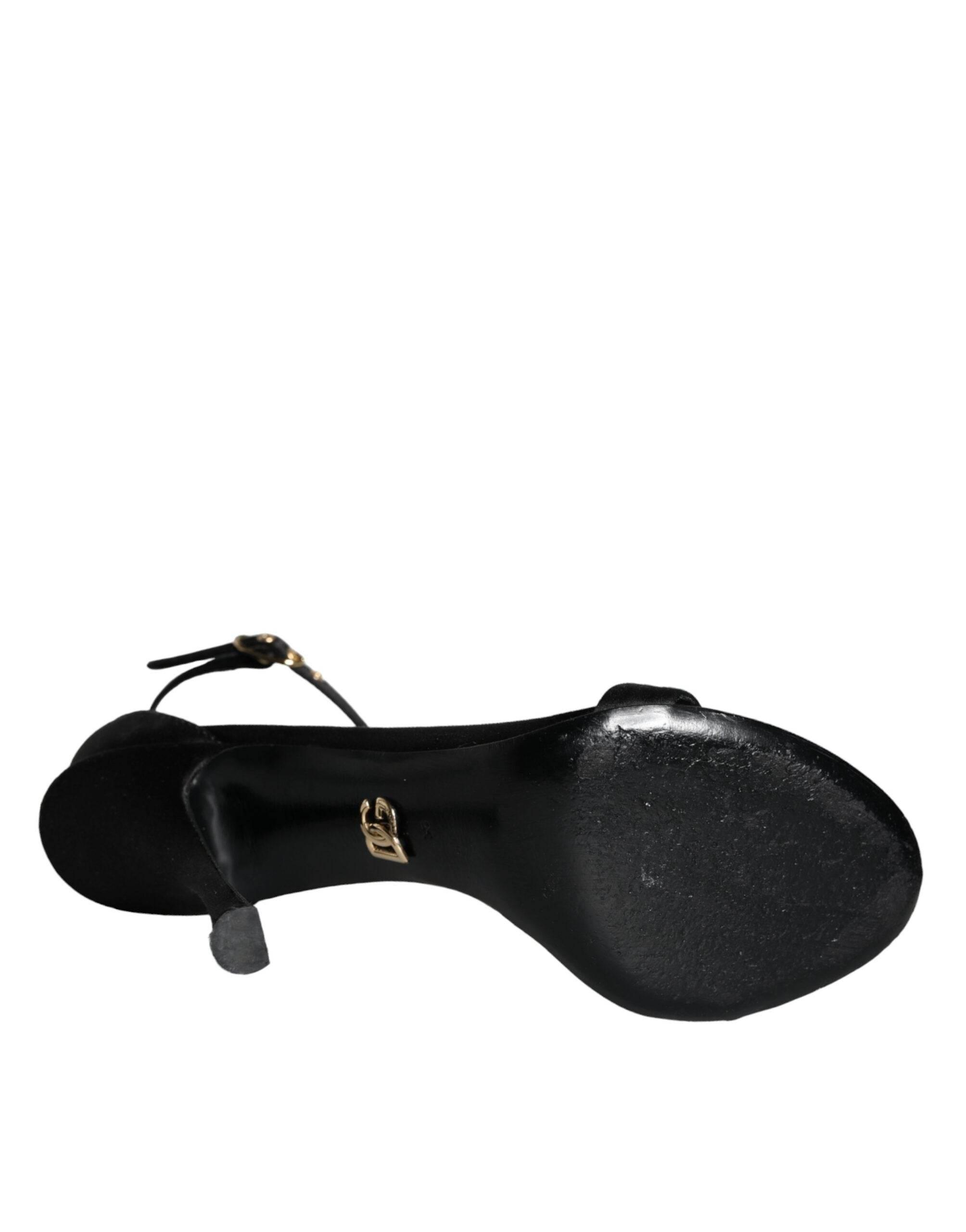 Dolce & Gabbana Black KEIRA Heels Ankle Strap Sandals Shoes - Hilstor