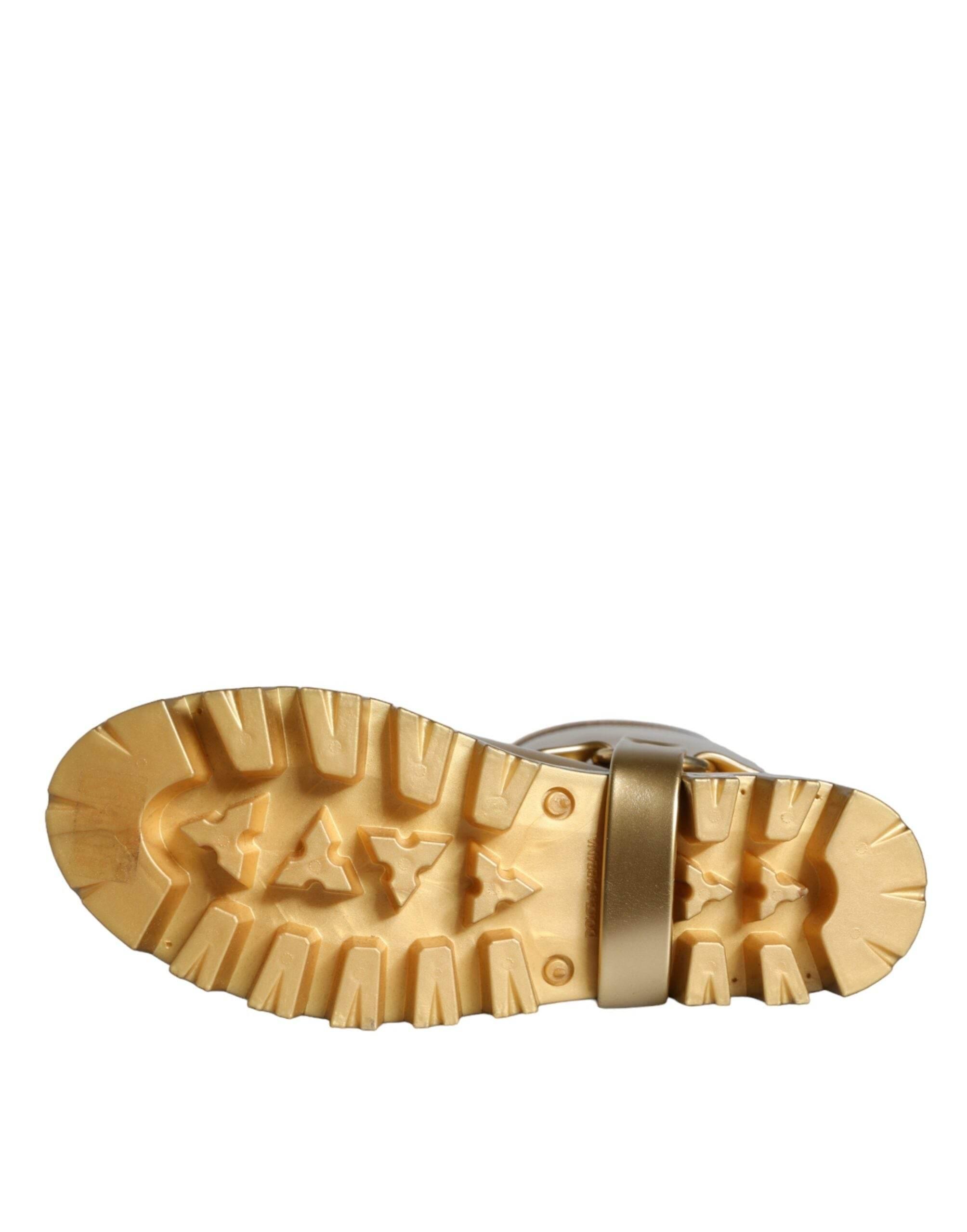 Dolce & Gabbana Metallic Gold Rubber PVC Rain Boots Shoes - Hilstor