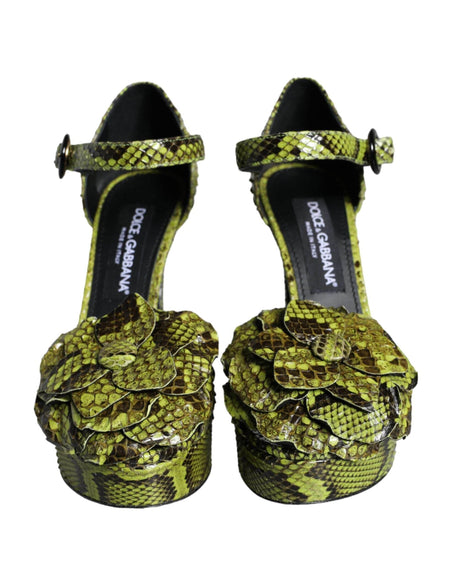 Dolce & Gabbana Green Exotic Leather Ankle Strap Heels Sandals Shoes - Hilstor
