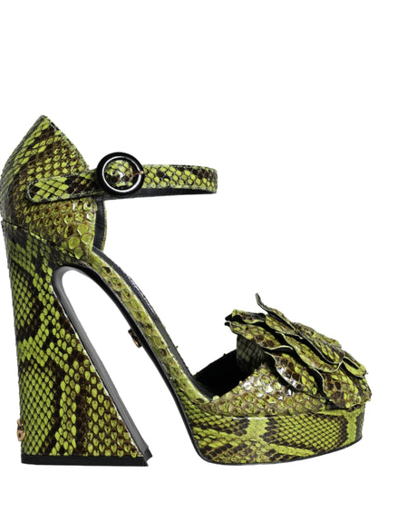 Dolce & Gabbana Green Exotic Leather Ankle Strap Heels Sandals Shoes - Hilstor