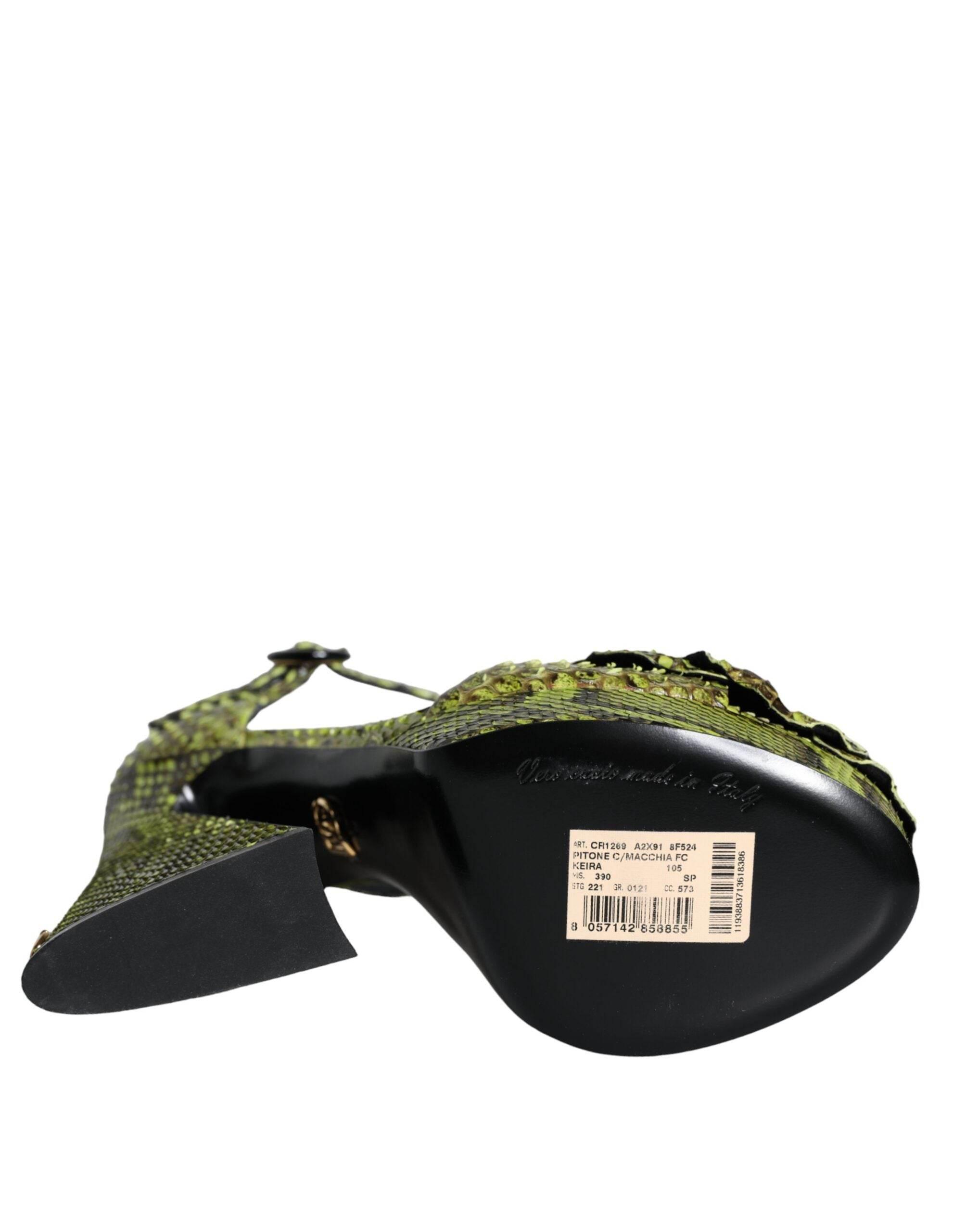 Dolce & Gabbana Green Exotic Leather Ankle Strap Heels Sandals Shoes - Hilstor