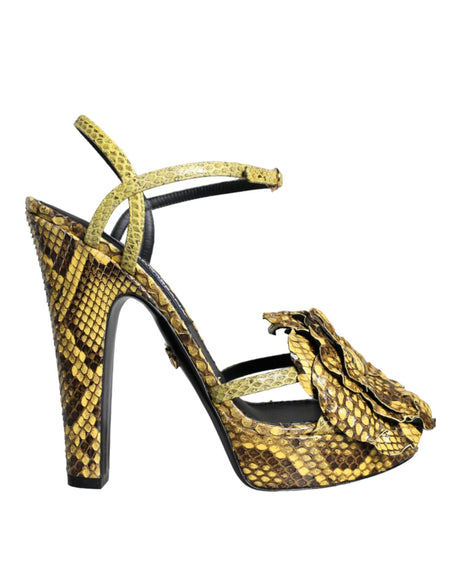 Dolce & Gabbana Yellow Exotic Leather Ankle Strap Heels Sandals Shoes - Hilstor