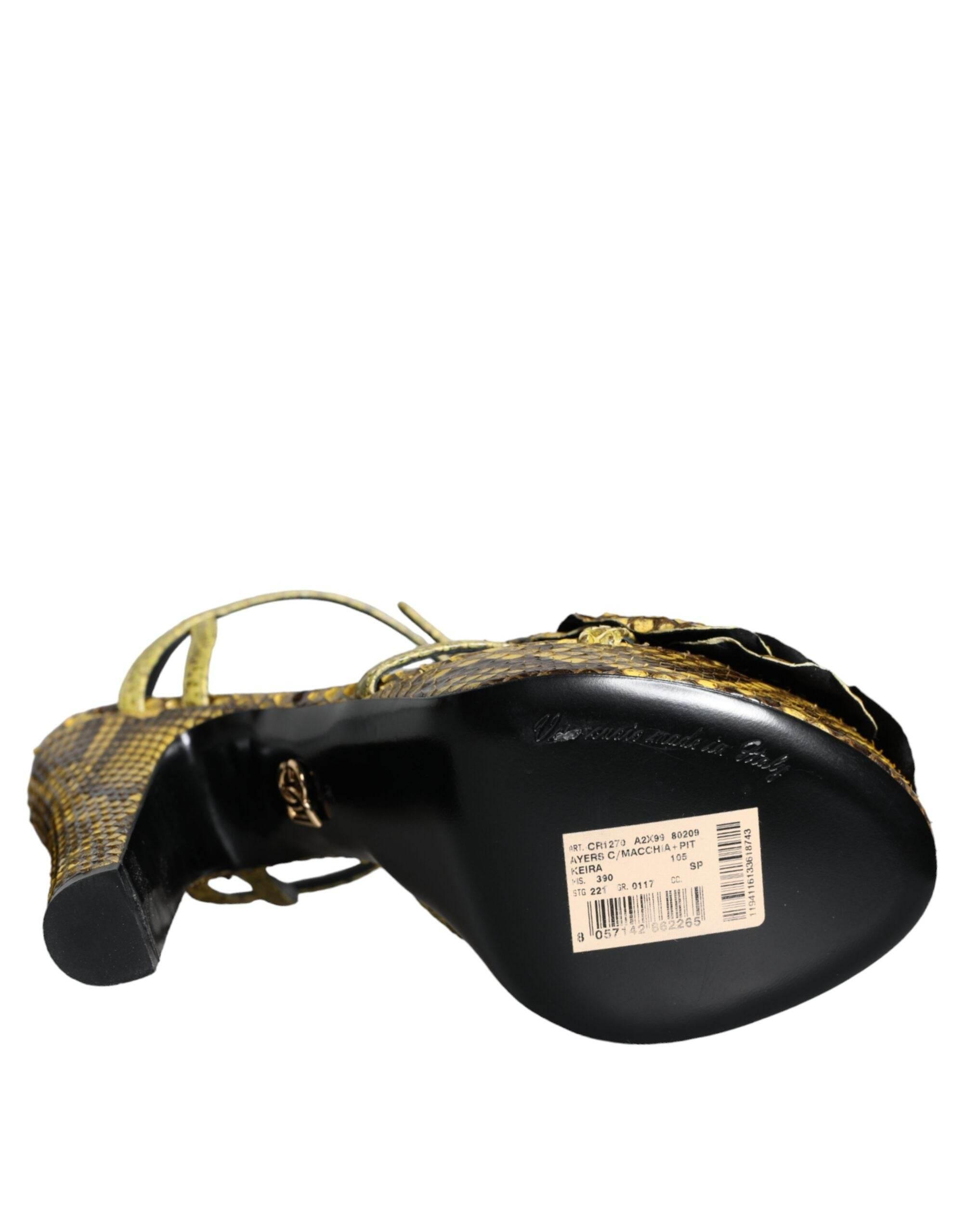 Dolce & Gabbana Yellow Exotic Leather Ankle Strap Heels Sandals Shoes - Hilstor