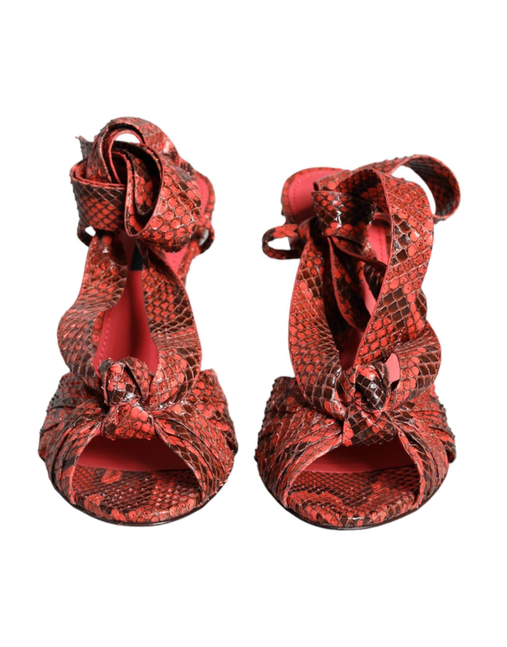 Dolce & Gabbana Coral Exotic Leather Heels Sandals Shoes - Hilstor