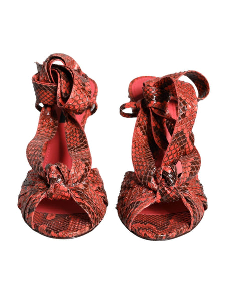 Dolce & Gabbana Coral Exotic Leather Heels Sandals Shoes - Hilstor