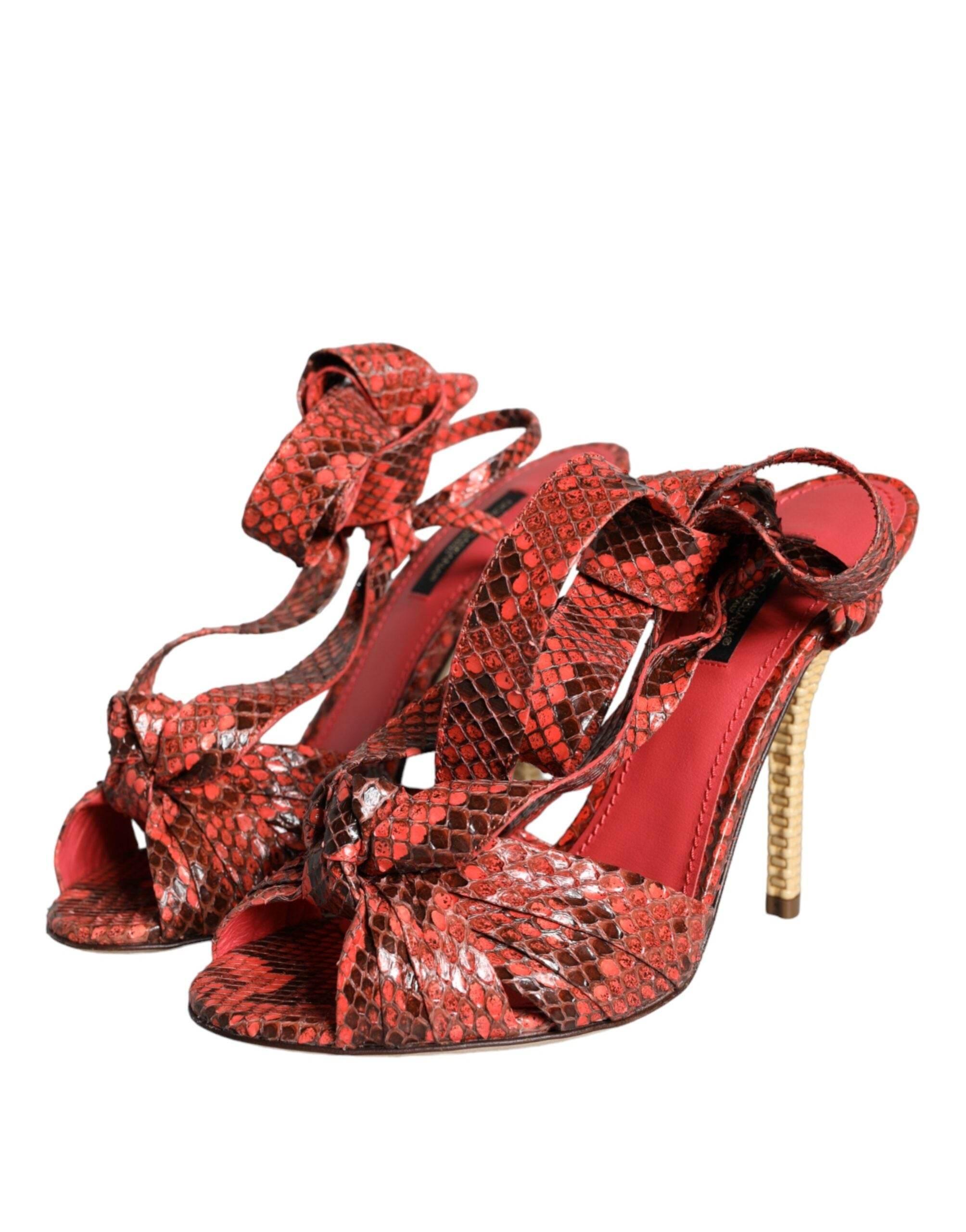 Dolce & Gabbana Coral Exotic Leather Heels Sandals Shoes - Hilstor