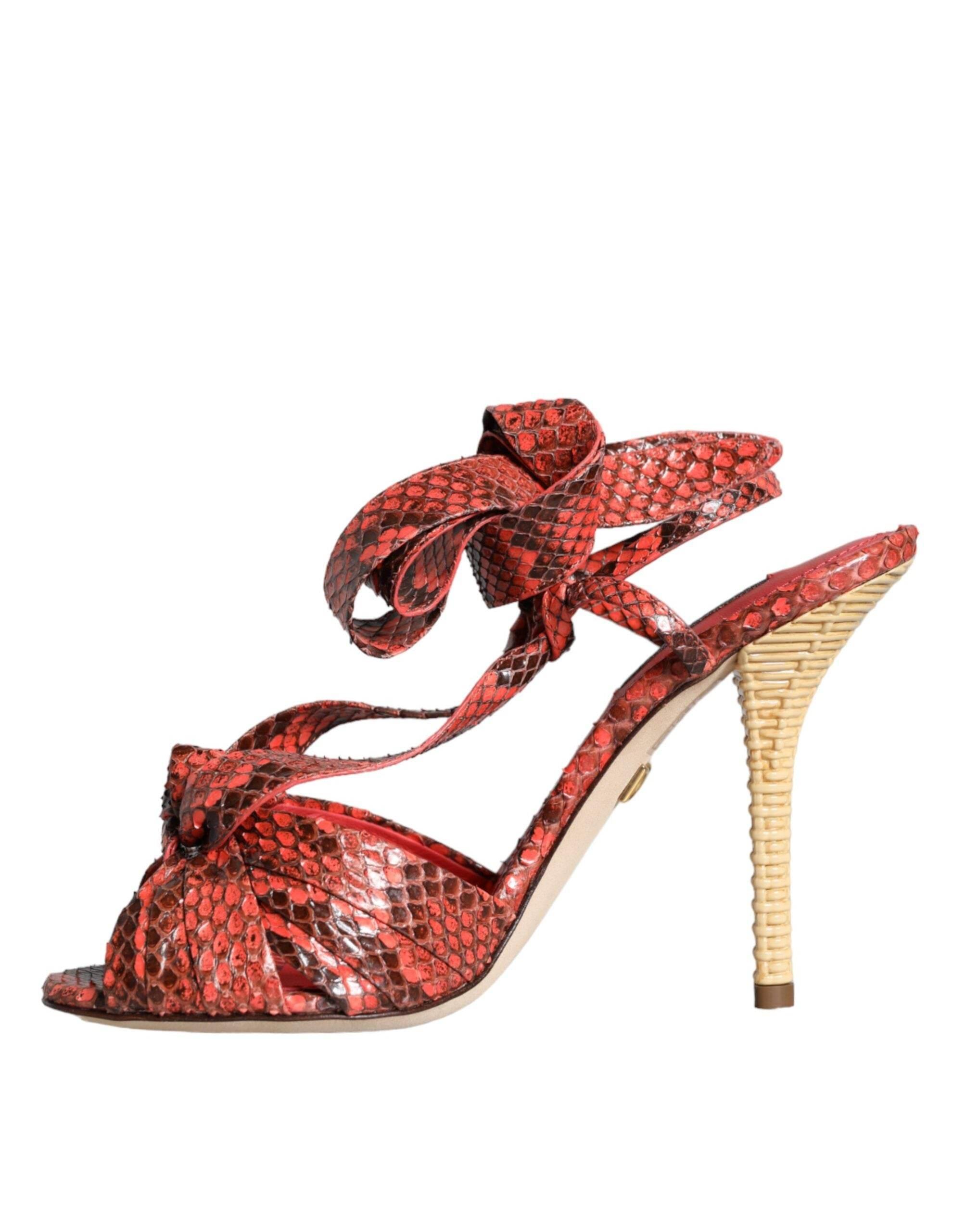 Dolce & Gabbana Coral Exotic Leather Heels Sandals Shoes - Hilstor