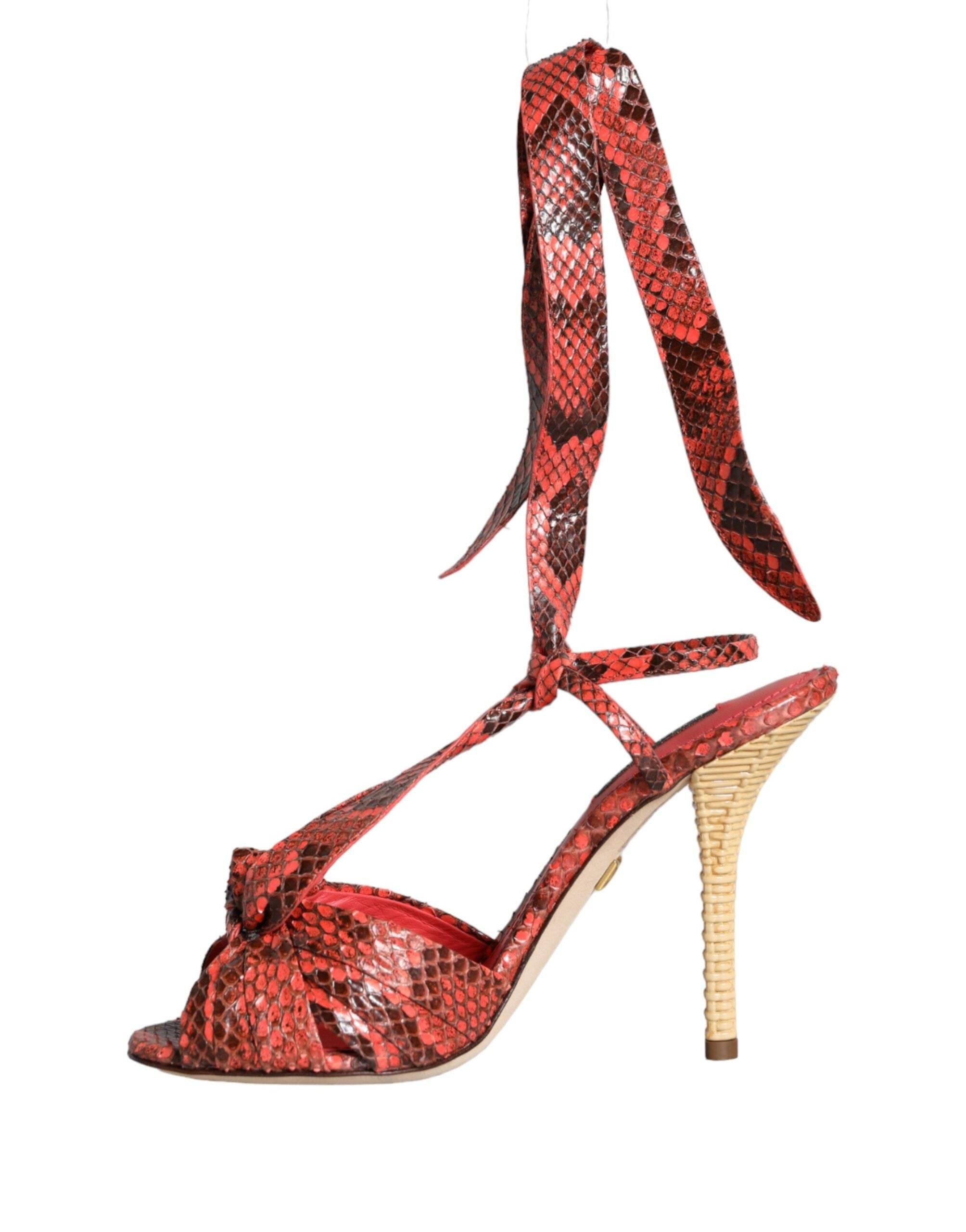 Dolce & Gabbana Coral Exotic Leather Heels Sandals Shoes - Hilstor