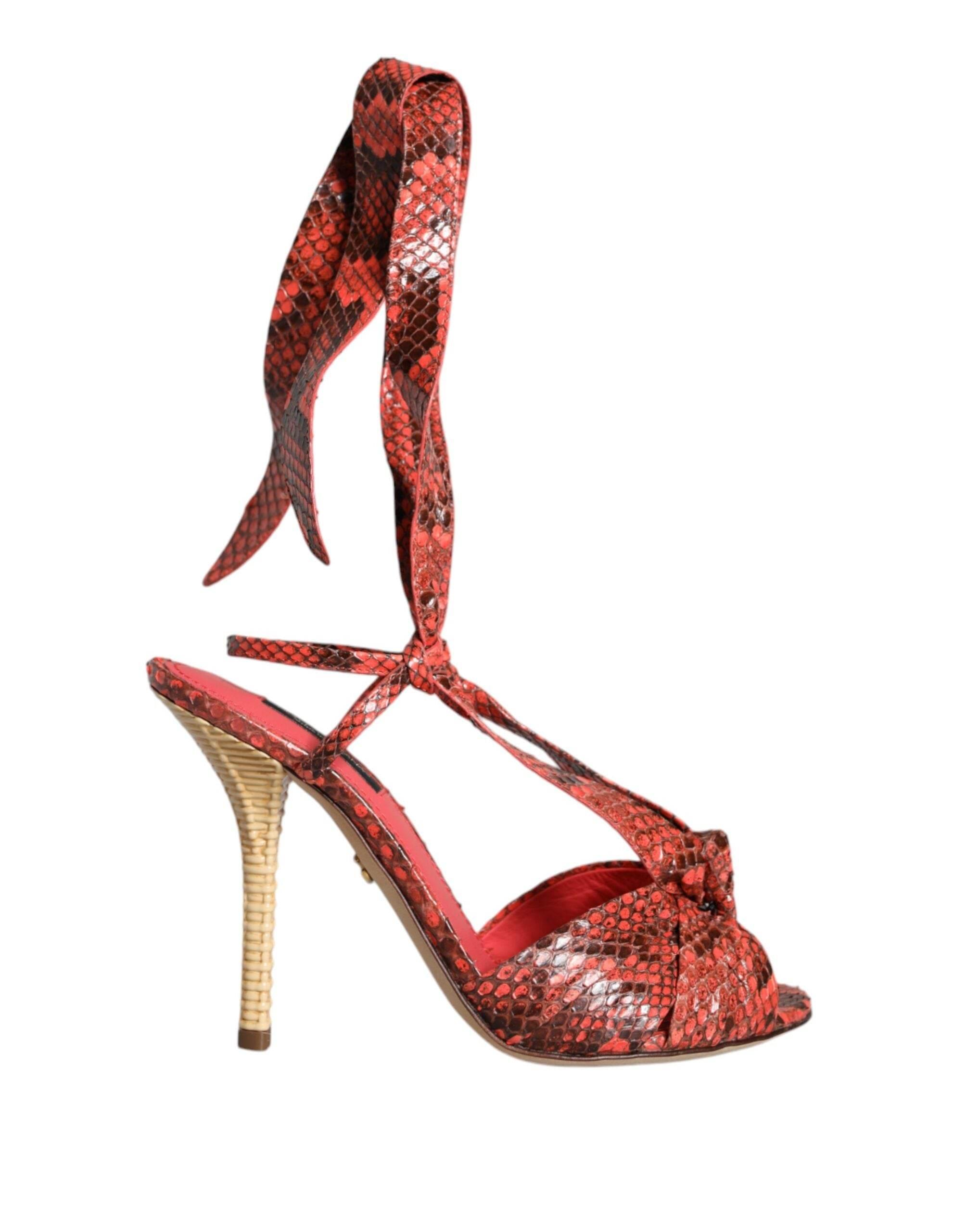 Dolce & Gabbana Coral Exotic Leather Heels Sandals Shoes - Hilstor