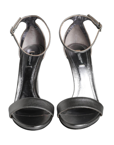 Dolce & Gabbana Silver KEIRA Heels Ankle Strap Sandals Shoes - Hilstor