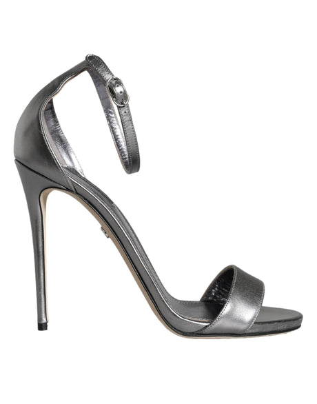 Dolce & Gabbana Silver KEIRA Heels Ankle Strap Sandals Shoes - Hilstor
