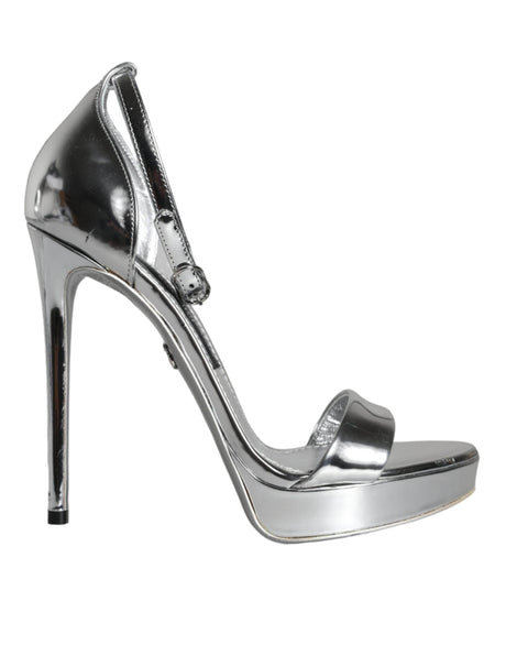 Dolce & Gabbana Silver KEIRA Heels Ankle Strap Sandals Shoes - Hilstor