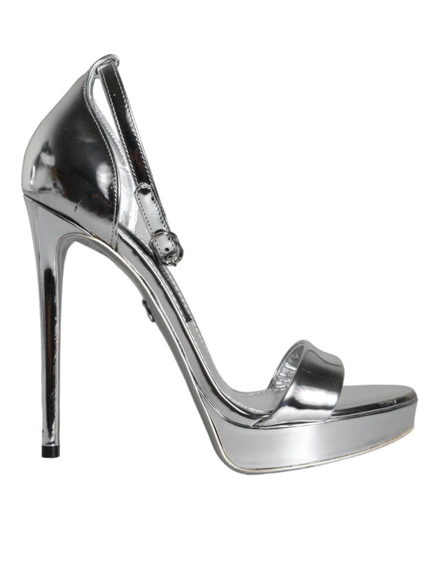 Dolce & Gabbana Silver KEIRA Heels Ankle Strap Sandals Shoes - Hilstor