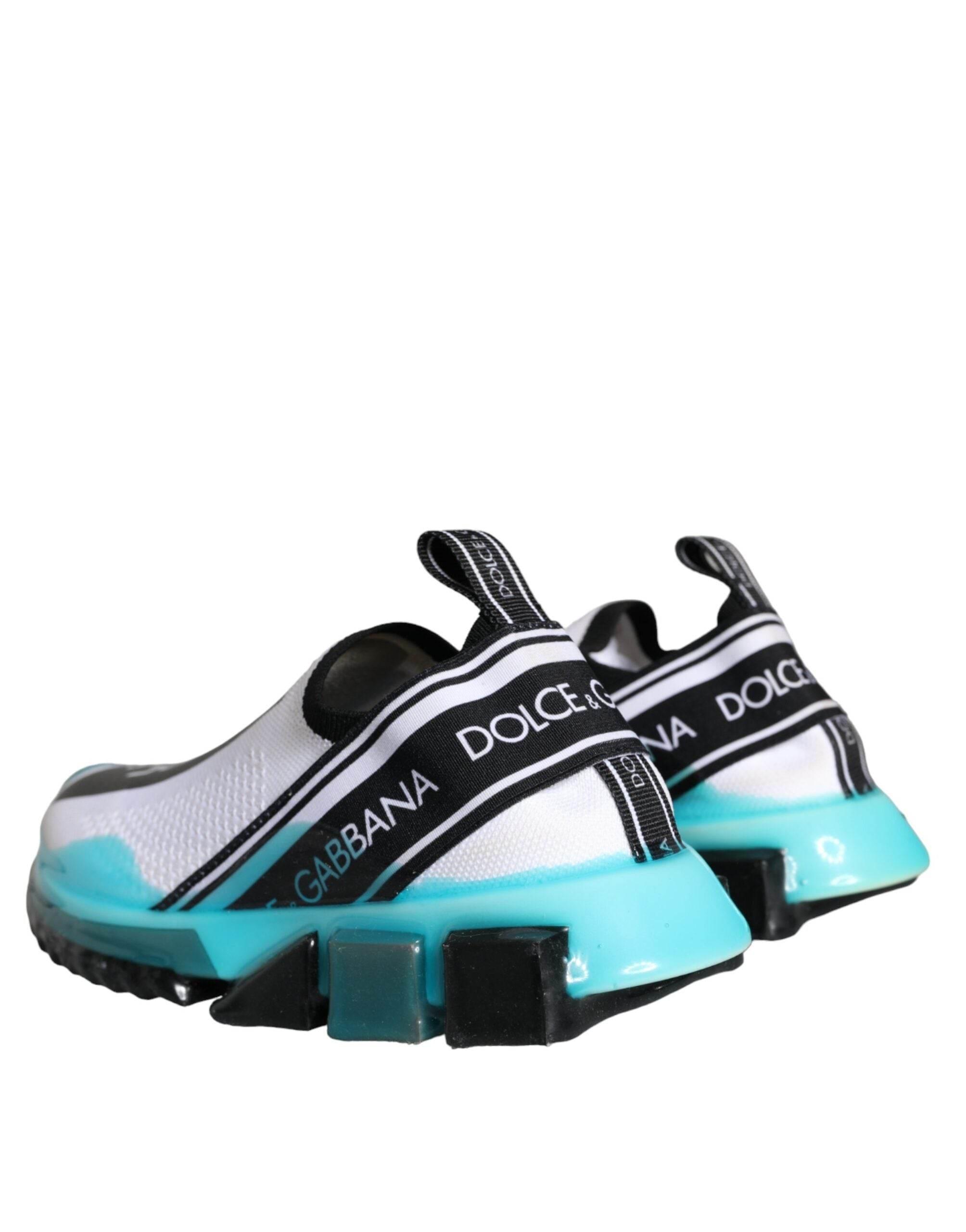 Dolce & Gabbana White Blue Slip On Sorrento Sneakers Shoes - Hilstor