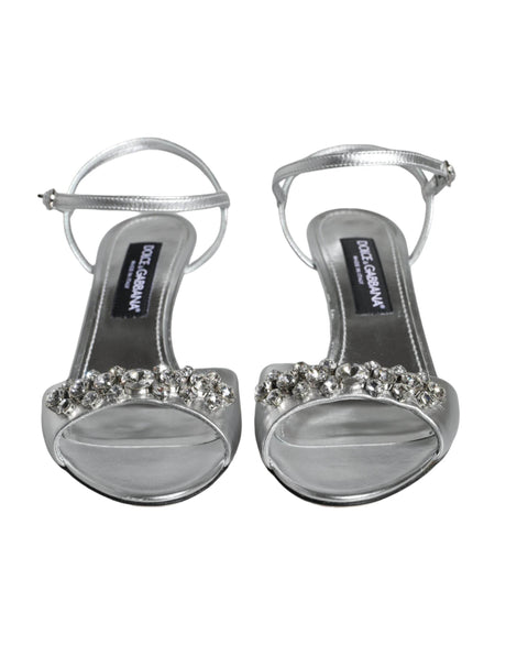 Dolce & Gabbana Silver Crystal AnkleStrap Keira Sandals Shoes - Hilstor