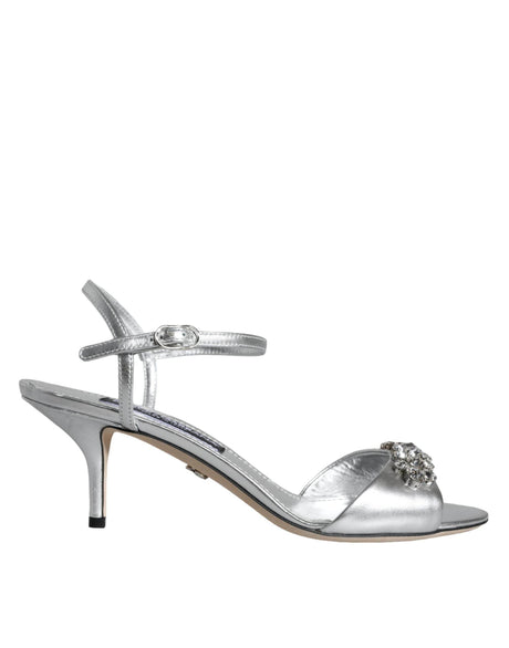 Dolce & Gabbana Silver Crystal AnkleStrap Keira Sandals Shoes - Hilstor