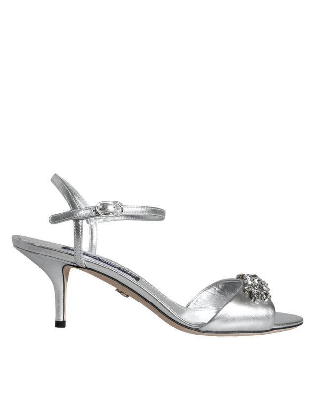 Dolce & Gabbana Silver Crystal AnkleStrap Keira Sandals Shoes - Hilstor